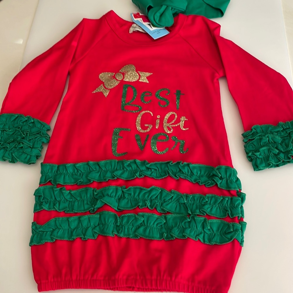 NWT Ruffle Best Gift Ever Dress with headband Size 6-12 months k